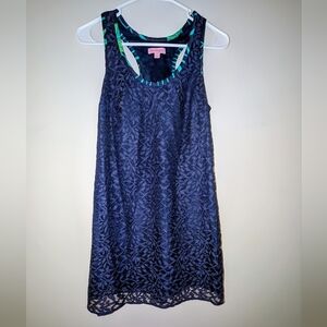 Lilly Pulitzer LIKE NEW!!! Betty True Navy Jungle Tank Dress XS Blue Lace